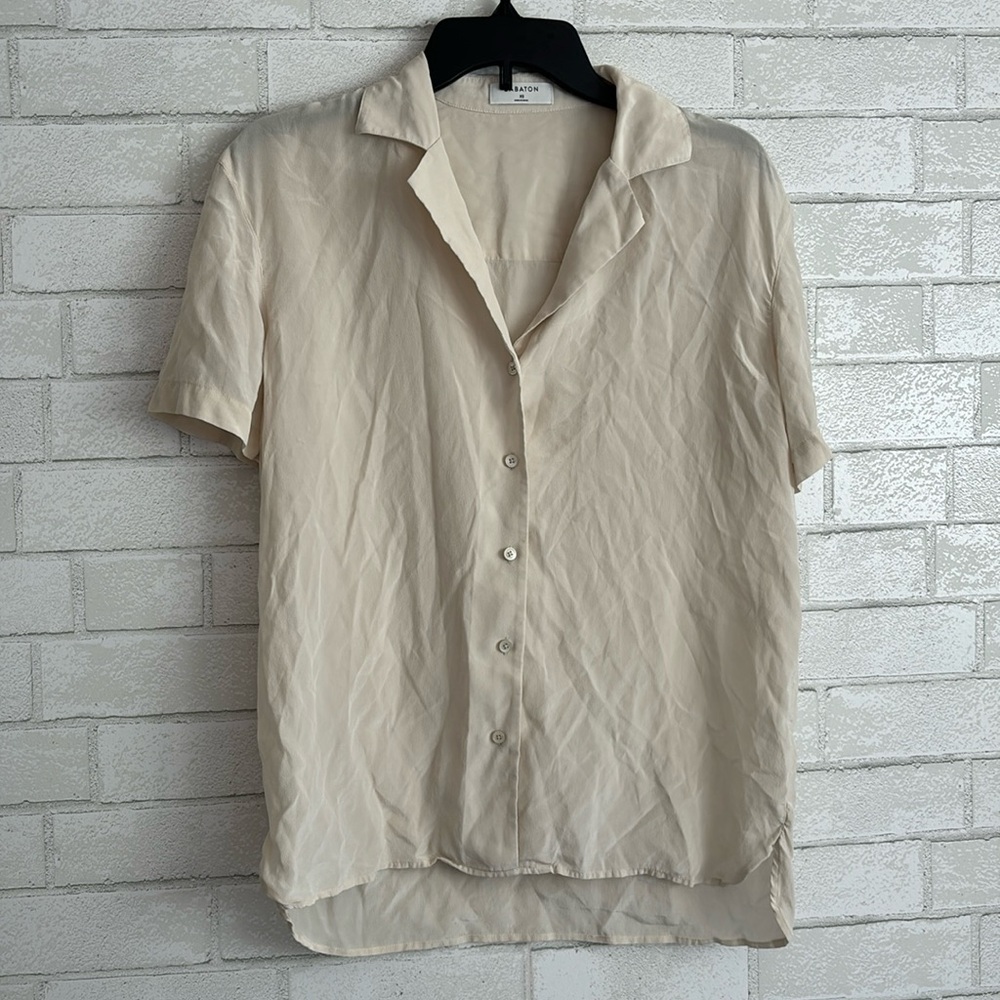 Aritzia Babaton Silk Button Front Collared Blouse